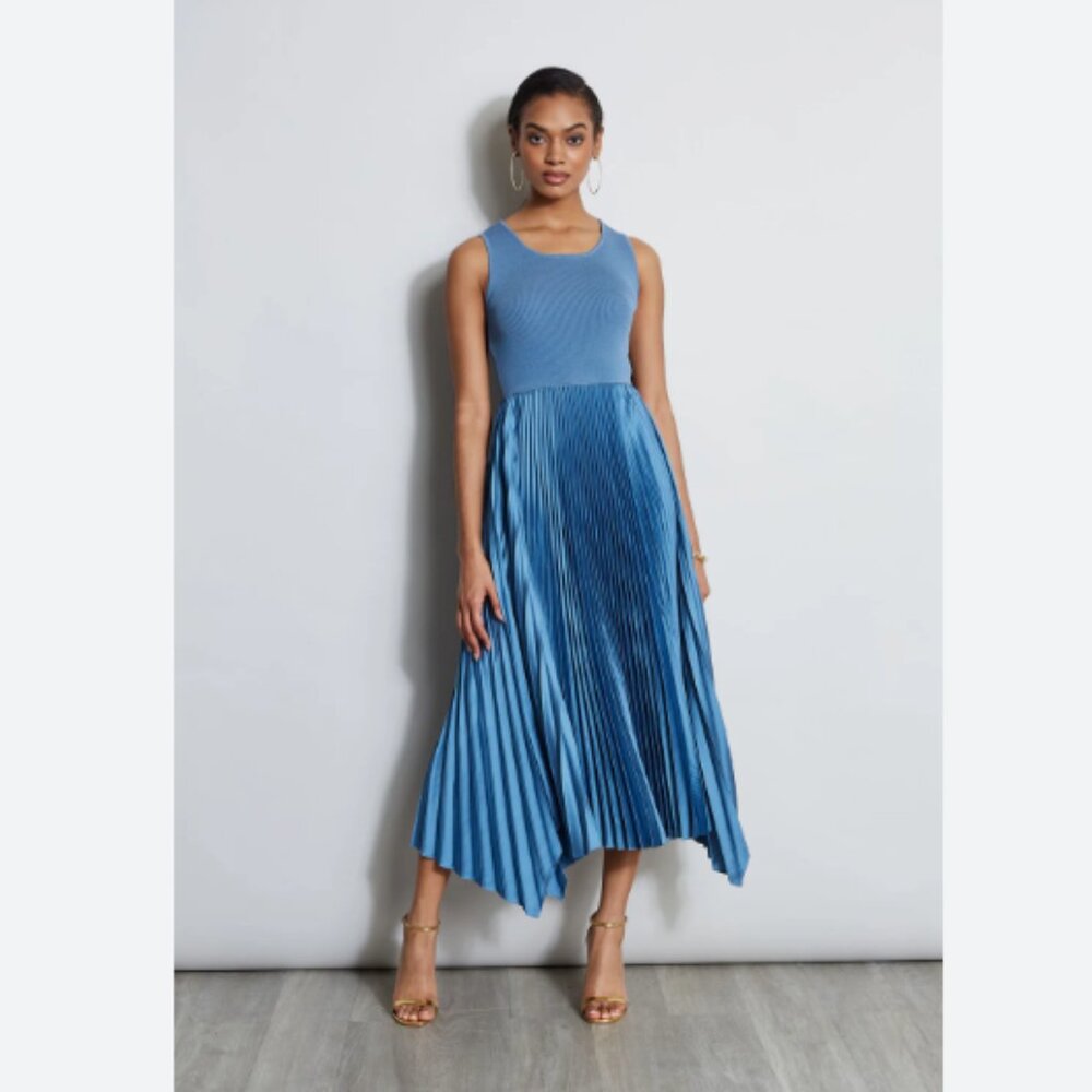 NWT ELIE TAHARI Pleated Midi Skirt Asymmetric - Picture 2 of 5